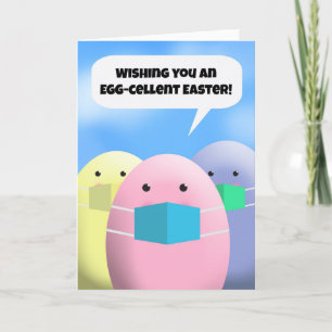 Happy Easter Talking Eggs in Coronavirusmaskers Feestdagen Kaart