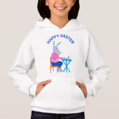 Happy Easter Tea Bunny Kinder Hoodie (Voorkant)