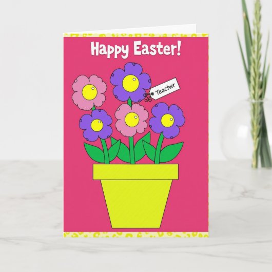 Happy Easter Teacher Flower Card Kaart (Voorkant)