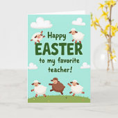 Happy Easter Teacher Spring Card Kaart (Gele Bloem)