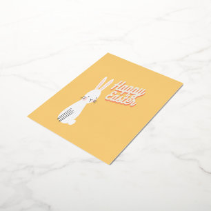 Happy Easter-tekst met bunny oranje Folie Feestdagen Briefkaart