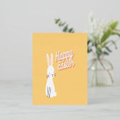 Happy Easter-tekst met bunny oranje Folie Feestdagen Briefkaart (Staand Voorkant)