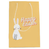 Happy Easter-tekst met bunny oranje Medium Cadeauzakje (Voorkant)