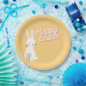 Happy Easter-tekst met bunny oranje Papieren Bordje (Feest)