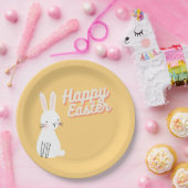 Happy Easter-tekst met bunny oranje Papieren Bordje (Feest)