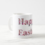 Happy Easter Text Bunnies Easter Eggs Koffiemok (Voorkant links)