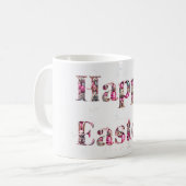 Happy Easter Text Bunnies Easter Eggs Koffiemok (Voorkant links)