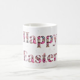 Happy Easter Text Bunnies Easter Eggs Koffiemok