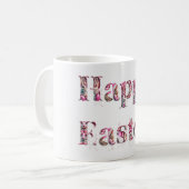 Happy Easter Text Bunnies Easter Eggs Koffiemok (Voorkant links)