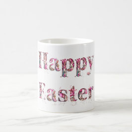 Happy Easter Text Bunnies Easter Eggs Koffiemok