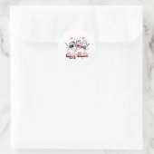 Happy Easter Three Cat Dearing Bunny Kat Kitten Ronde Sticker (Tas)