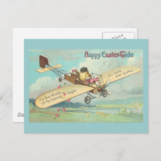 Happy Easter-Tide Fine  Chick Pilot Feestdagenkaart (Voorkant / Achterkant)
