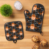 Happy Easter Time Holiday Gift Ovenwant & Pannenlap Set (Top down)