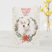 Happy Easter to Daughter Schattig Bunny and Flower Kaart (Gele Bloem)