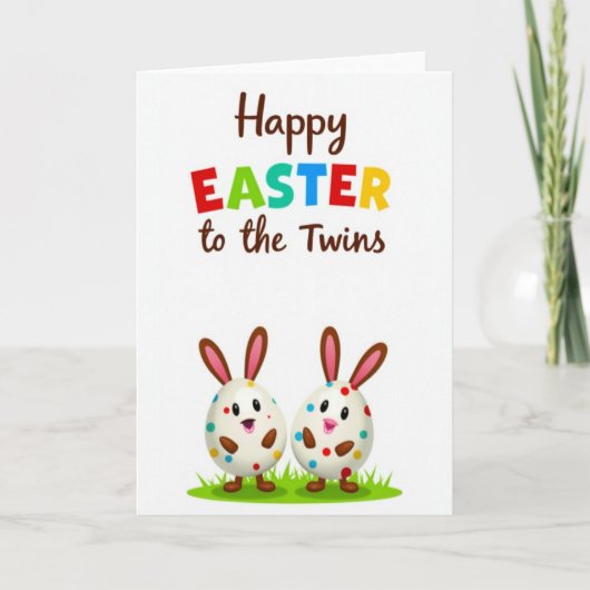 Happy Easter To The Twins Card Kaart (Voorkant)