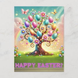 Happy Easter Tree Holiday Briefkaart
