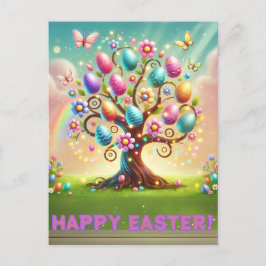 Happy Easter Tree Holiday Briefkaart