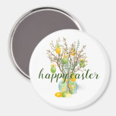 Happy Easter Tree, schattig Classic Round Magnet (Voorkant / Achterkant)