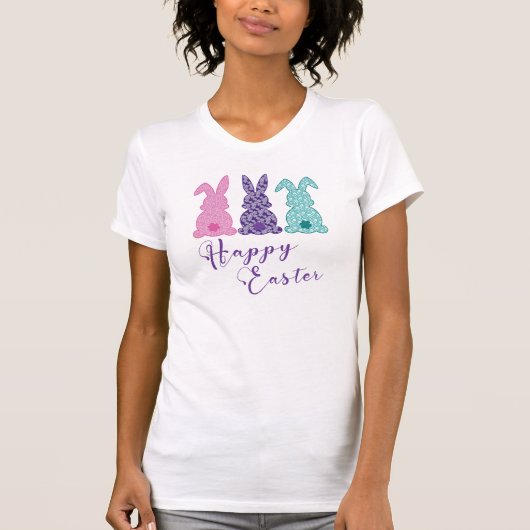Happy Easter: Trio van kantkonijnen T-shirt (Voorkant)