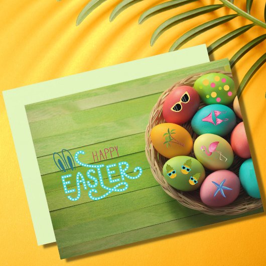 Happy Easter Tropical Beach Coastal Theme Holiday Briefkaart