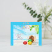 Happy Easter Tropical Ocean Beach Coastal Holiday Briefkaart (Staand voorkant)