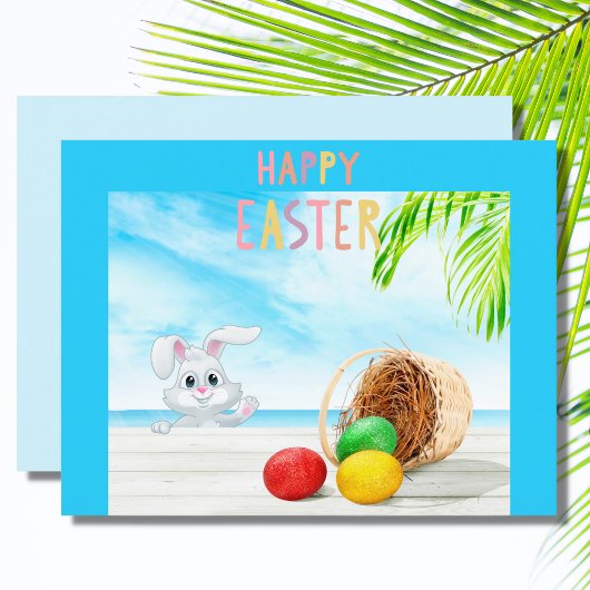 Happy Easter Tropical Ocean Beach Coastal Holiday Briefkaart
