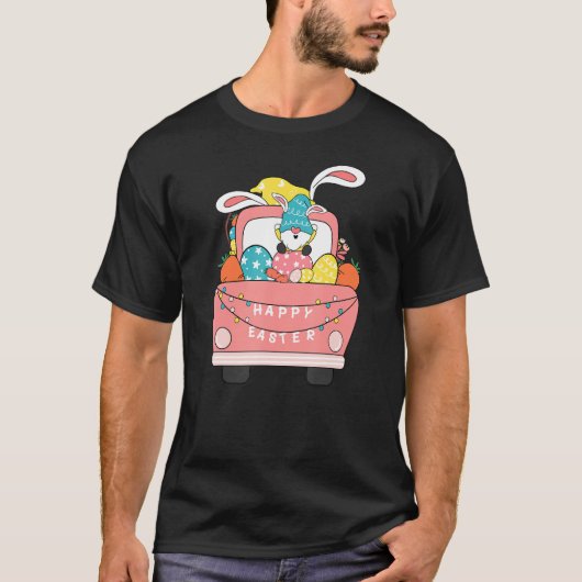 Happy Easter Truck Paashaas Bunny Gnome Easter Egg T-shirt (Voorkant)
