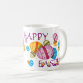 Happy Easter Truck Rabbit met Eggs gepersonaliseer Koffiemok (Voorkant rechts)