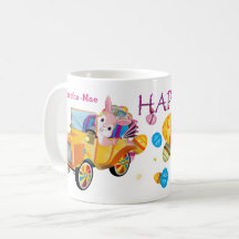 Happy Easter Truck Rabbit met Eggs gepersonaliseer