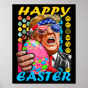 Happy Easter Trump Patriotic Bunny Flag Poster