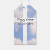 Happy Easter Trust in God Blue en White Cadeaulabel (Voorkant)