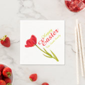 Happy Easter tulip red spring name paper napkin Servet (Insitu)