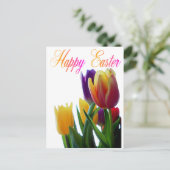 Happy Easter Tulips Wenskaarten Feestdagenkaart (Staand voorkant)