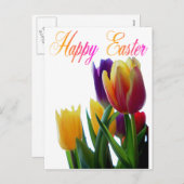 Happy Easter Tulips Wenskaarten Feestdagenkaart (Voorkant / Achterkant)