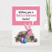 Happy Easter Turtle in Pandemic gezichtsmasker Feestdagen Kaart (Voorkant)