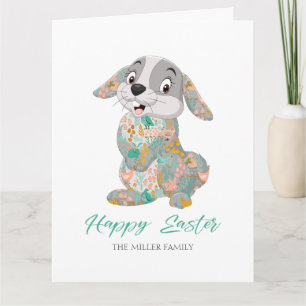 Happy Easter Typografie Schattige Bunny Kaart