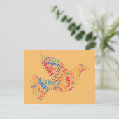 Happy Easter Typography Dove Pastel Oranje Feestdagenkaart (Staand voorkant)