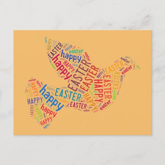 Happy Easter Typography Dove Pastel Oranje Feestdagenkaart (Voorkant)