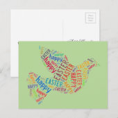 Happy Easter Typography Dove Spring Green Feestdagenkaart (Voorkant / Achterkant)