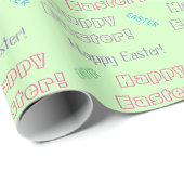 Happy Easter Typography Easter Threaded Gift Cadeaupapier (Rol Hoek)