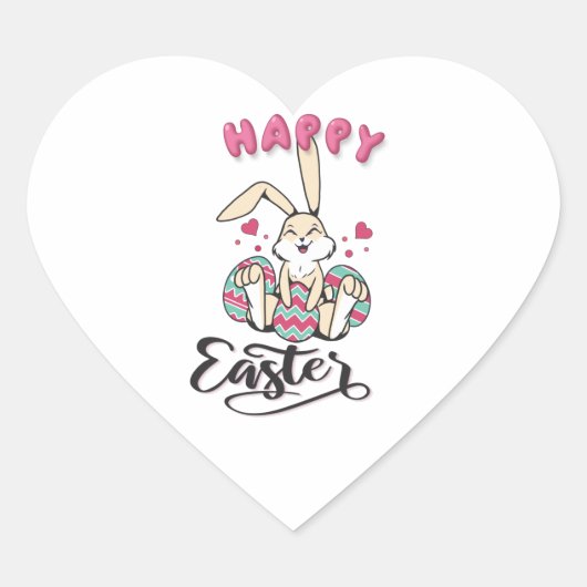 Happy Easter uit de mooie paashaas Hart Sticker (Voorkant)