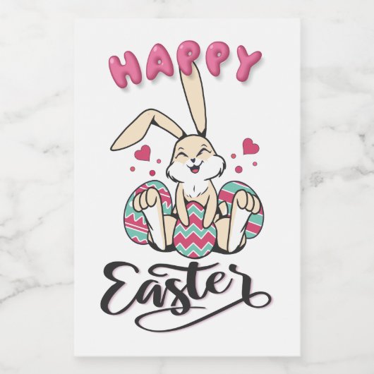 Happy Easter uit de mooie paashaas Voedselcontainer Etiket (Enkel label)