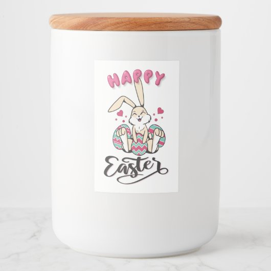 Happy Easter uit de mooie paashaas Voedselcontainer Etiket (Voorkant)