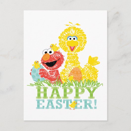 Happy Easter uit Elmo en Big Bird Briefkaart (Voorkant)