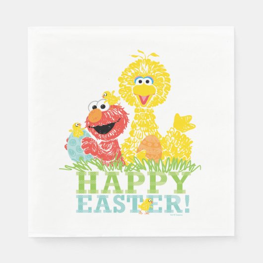 Happy Easter uit Elmo en Big Bird Servet (Voorkant)