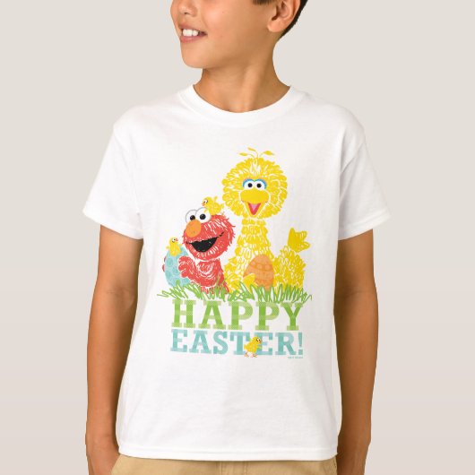 Happy Easter uit Elmo en Big Bird T-shirt (Voorkant)