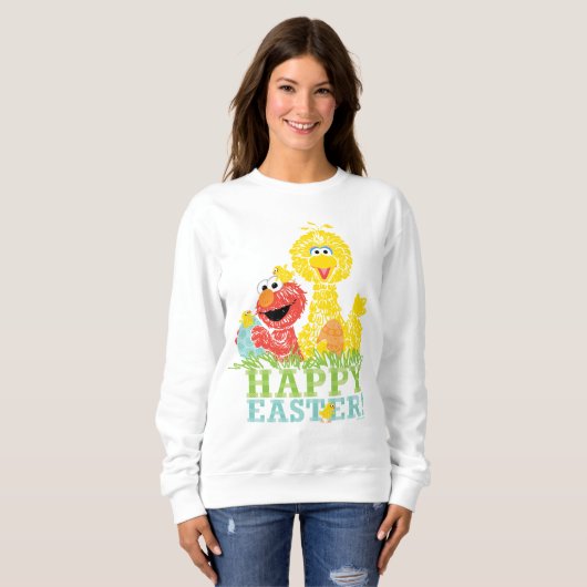 Happy Easter uit Elmo en Big Bird Trui (Voorkant volledig)