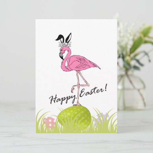Happy Easter uit Florida Flamingo Bunny Ears Feestdagenkaart (Staand voorkant)