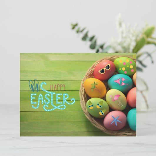 Happy Easter uit Florida Tropische strand kust Feestdagenkaart (Staand voorkant)