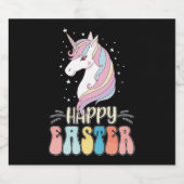 Happy Easter Unicorn Bunny Rabbit Eggs Bier Etiket (Enkel label)